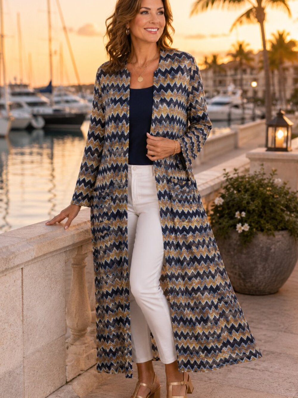 LuLaRoe Womens Duster Sz L Sarah Metallic Gold Silver Long Evening Coat‎ NEW